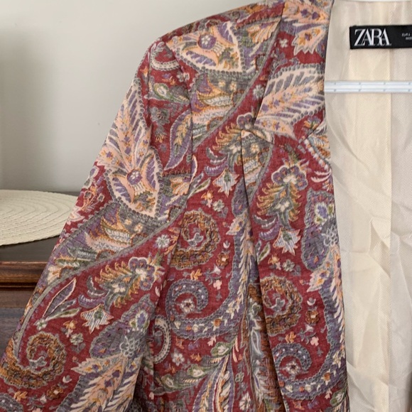 Zara Women's Open Front Paisley Print Blazer, Size Large - Picture 5 of 14